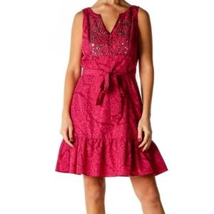 White House Black Market Fuchsia Sequin Retro Fit & Flare Dress Size S